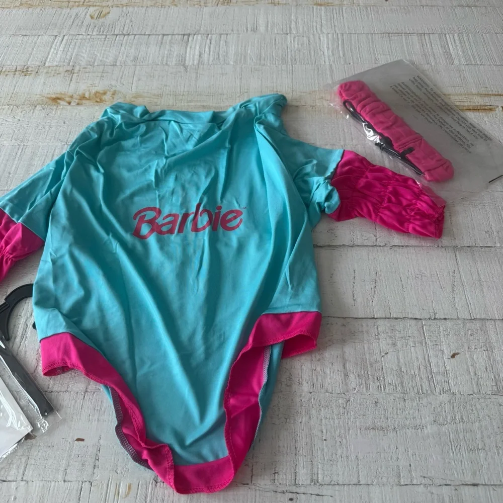 Barbie Dog Costume NEW size Large Aerobics Barbie‎ Shirt Sweatband Halloween